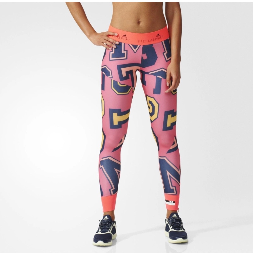 Adidas X Stella McCartney Stellasport Climalite Logo Leggings in Hot Pink Size M